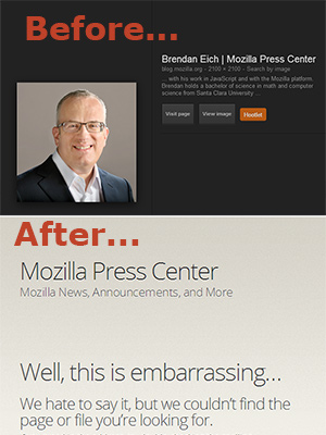 Before and After on Brendan Eich