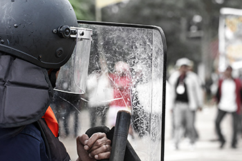 Police in riot gear